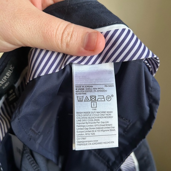 NWT Banana Republic Avery Machine Washable Italian Wool Slim Dress Pants 10 Navy - Picture 7 of 7